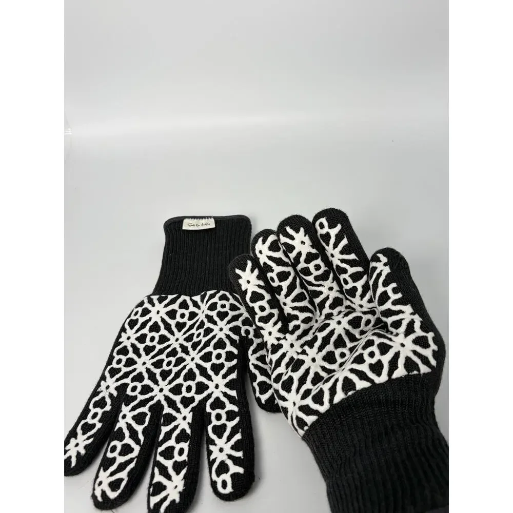 Sur La Table Black Tile Oven Gloves, One Pair, Size Large NEW NWOT